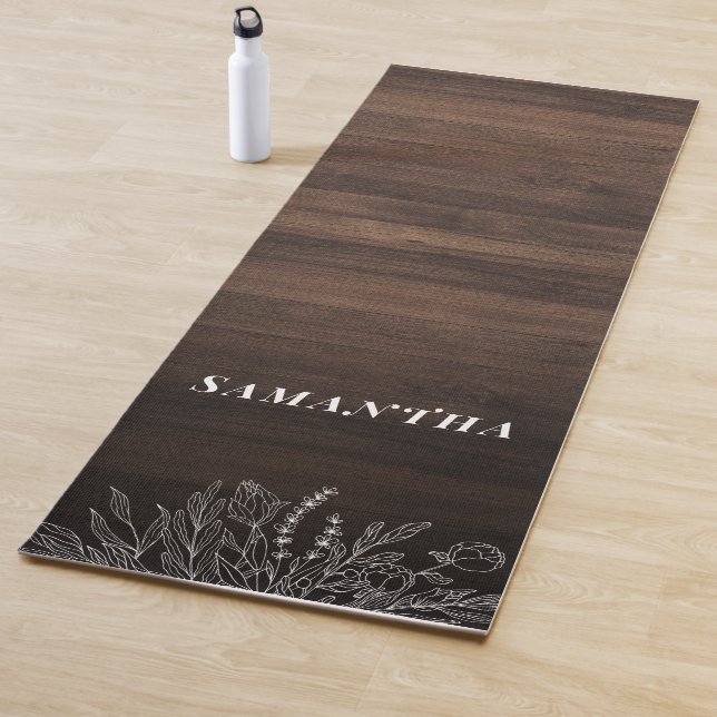 Rustic String Lights Wood Pattern Mom Personalized Yoga Mat (In Situ)