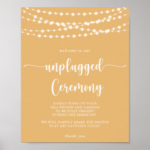Rustic String Lights Yellow Unplugged Ceremony Poster