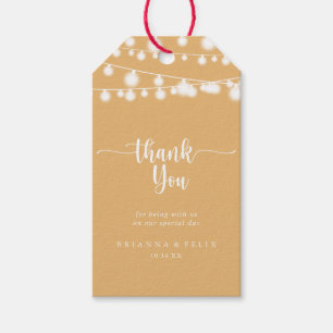 Rustic String Lights Yellow Wedding Thank You  Gift Tags