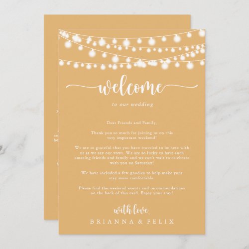 Rustic String Lights Yellow Wedding Welcome Letter