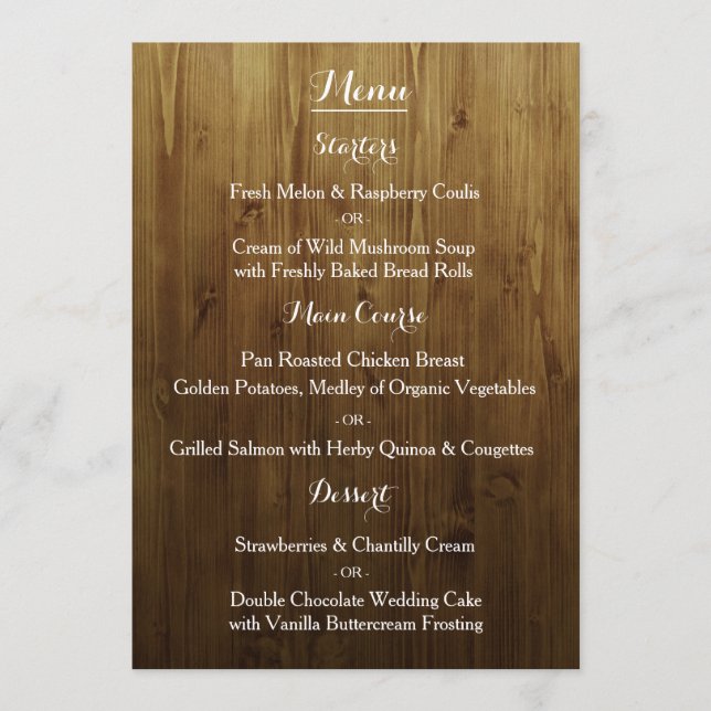 Rustic String Of Lights Country Wedding Menu (Front)