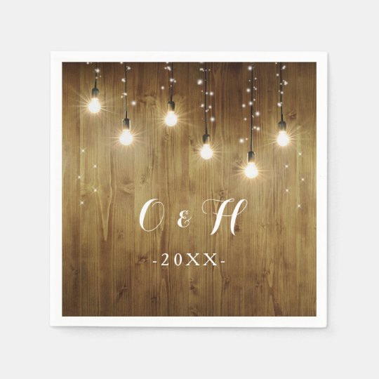 Rustic String Of Lights Country Wedding Napkins Zazzle Com