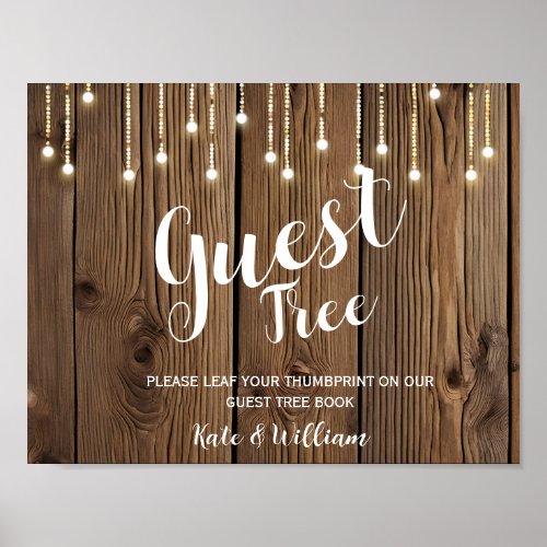 Rustic String of lights guestbook Tree SIGN