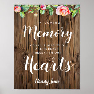Rustic String of lights In loving memory sign
