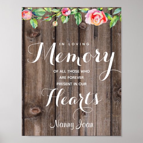 Rustic String of lights In loving memory sign