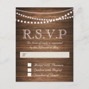 Rustic String Of Lights Rsvp 4.25" X 5.5" Card by SimplyInvite at Zazzle