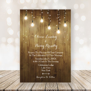 Rustic String Of Lights Wedding Acrylic Invitation