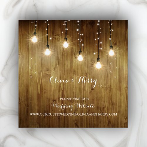Rustic String Of Lights Wedding Details Card