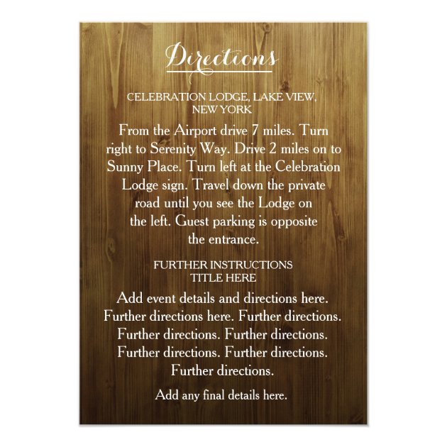 Rustic String Of Lights Wedding Directions Card