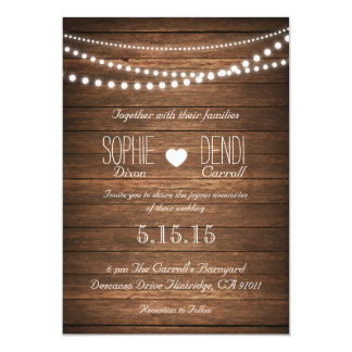 Rustic String of Lights Wedding Invitation