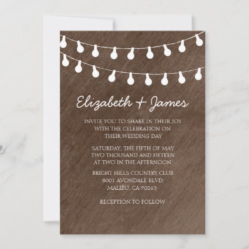 Rustic String of Lights Wedding Invitations