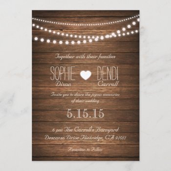 Rustic String Of Lights Wedding Invite (off White) by SimplyInvite at Zazzle