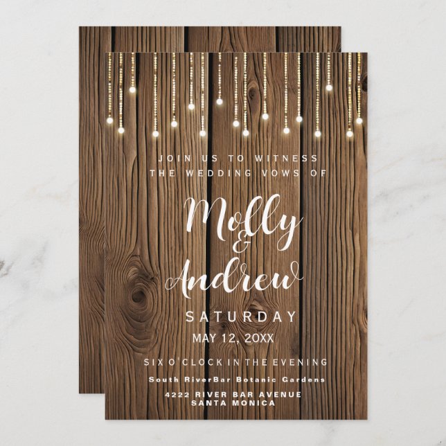 Rustic stringof lights  party/wedding CARD INVITE (Front/Back)