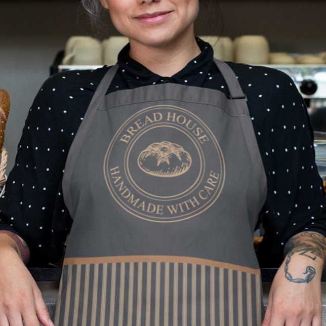 Rustic Striped Bakery Staff Apron Earthy Colors (Creator Uploaded)