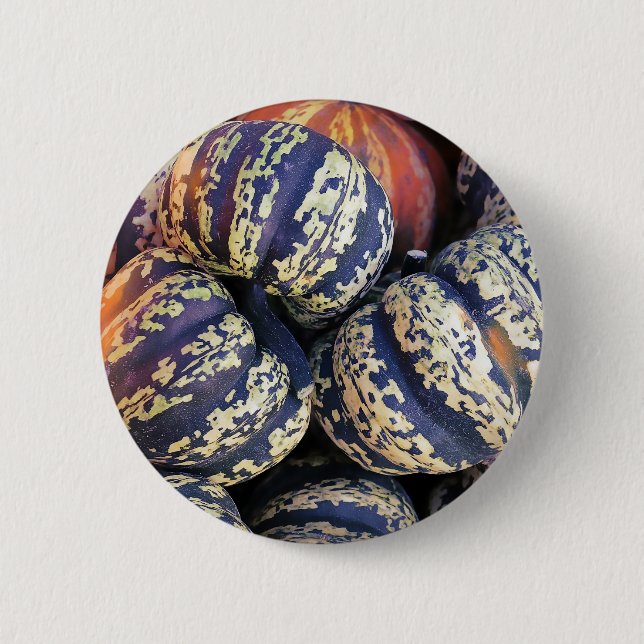 Rustic Striped Pumpkins  Button (Front)