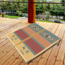 Rustic Stripes Monogram Wedding Cornhole Set