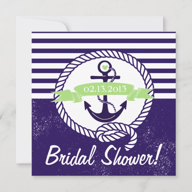 Rustic Stripes Nautical Bridal Shower Invitation (Front)