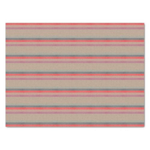 Rustic Stripes Teal Coral Brown Tissue Paper