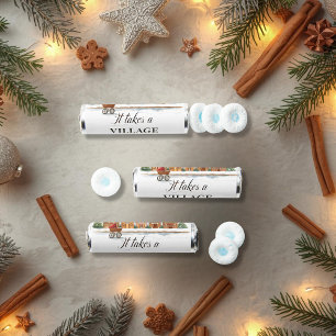 Rustic Stroller Village Houses Winter Baby Shower Breath Savers® Mints