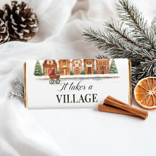 Rustic Stroller Village Houses Winter Baby Shower Hershey Bar Favors