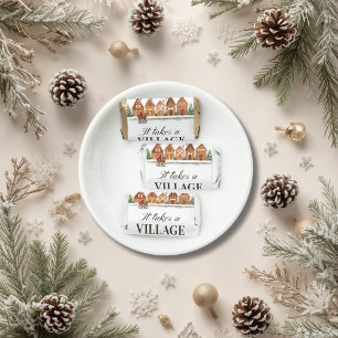 Rustic Stroller Village Houses Winter Baby Shower Hershey's Miniatures