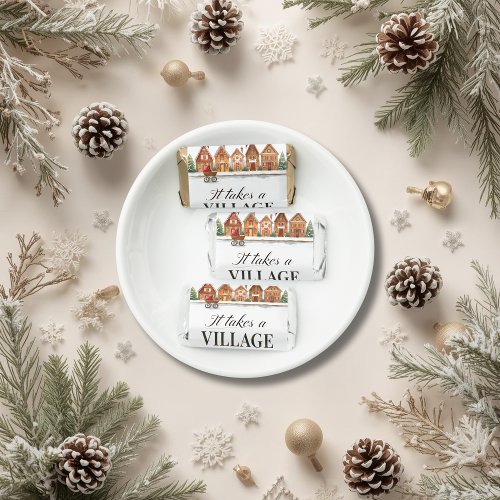 Rustic Stroller Village Houses Winter Baby Shower