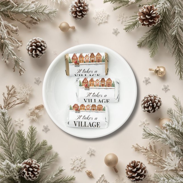 Rustic Stroller Village Houses Winter Baby Shower Hershey's Miniatures (Creator Uploaded)