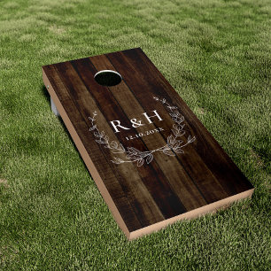 Rustic Style Farmhouse Theme Dual Monogram Cornhole Set