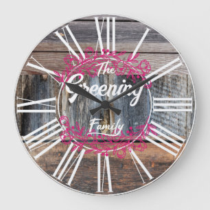 Rustic style, wood look, family gift, shaker large clock
