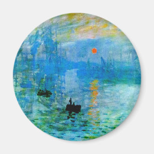 Rustic Stylish Blue Sunrise Fishing Boat Seascape Magnet