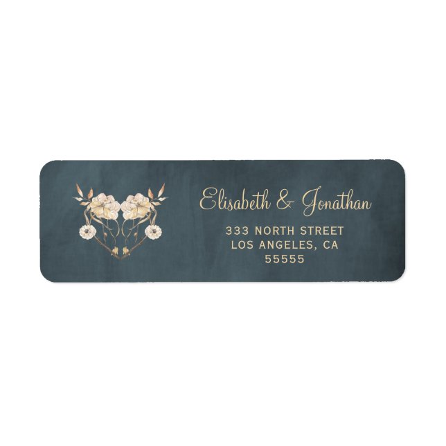 Rustic stylish chalkboard chic floral rsvp address label (Front)