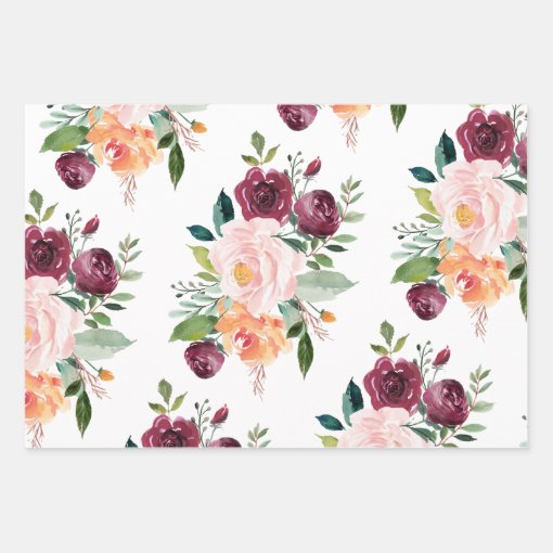 Rustic Stylish Floral Bouquets Wrapping Paper Sheets | Zazzle