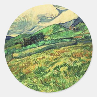 Rustic Stylish Landscape at Saint Remy Painting Classic Round Sticker