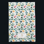 Rustic Stylish Yellow Watercolor Flowers Monogram Kitchen Towel<br><div class="desc">Rustic Yellow and Green Watercolor Flowers Pattern Monogram Kitchen Towel</div>