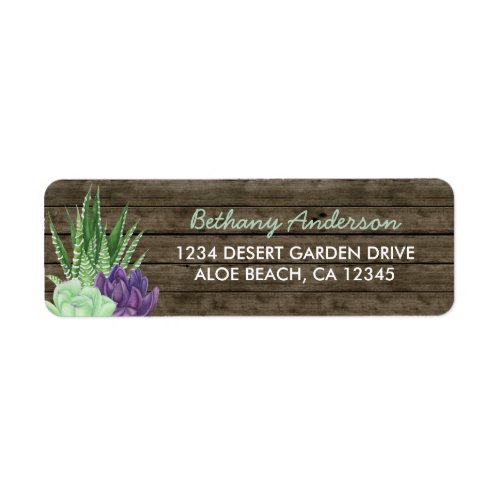 Rustic Succulent  Aloe Vera Return Address Label