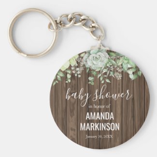 Rustic Succulent Baby Shower Keychain