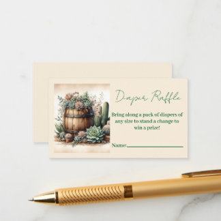 Rustic Succulent & Cacti Diaper Raffle Enclosure Card