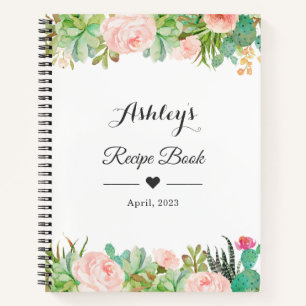 Rustic Succulent Cactus Floral Recipe Book