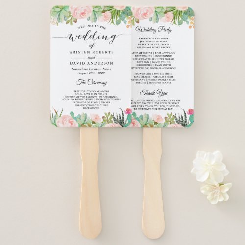 Rustic Succulent Cactus Floral Wedding Program Hand Fan - Rustic Succulent Cactus Floral Wedding Program Fan. 
(1) For further customization, please click the "customize further" link and use our design tool to modify this template. 
(2) If you need help or matching items, please contact me.
