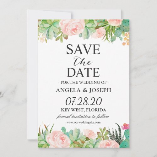 Rustic Succulent Cactus Floral Wedding Save The Date - Rustic Succulent Cactus Floral Wedding Save the Date
