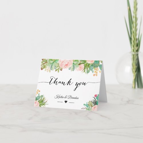 Rustic Succulent Cactus Floral Wedding Thank You - Rustic Succulent Cactus Floral Wedding Thank You Card. 
(1) For further customization, please click the "customize further" link and use our design tool to modify this template. 
(2) If you need help or matching items, please contact me.