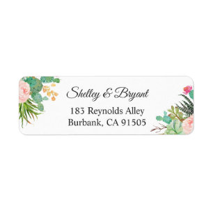 Rustic Succulent Cactus Plants Floral Wedding Label