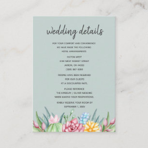 Rustic Succulent Cactus Rose Floral Wedding Enclosure Card