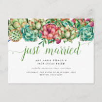 Rustic Succulent Cactus Wedding Announcement Postcard