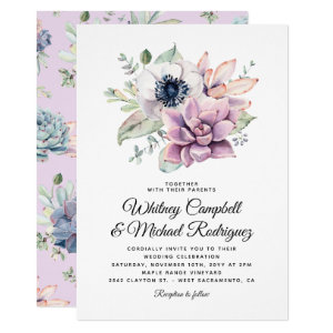 Rustic Succulent Floral Bloom Wedding Invitation