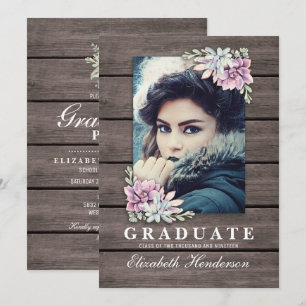 Rustic Succulent Photo 2025 Graduation Party Invitation