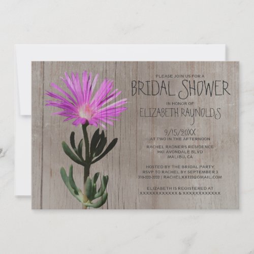 Rustic Succulent Plant Bridal Shower Invitations