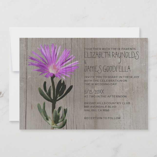 Rustic Succulent Plant Wedding Invitations (Front)