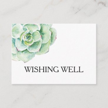 Rustic succulent watercolor wishing well enclosure card