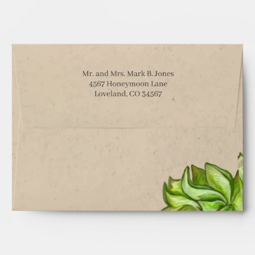 Rustic Succulent Wedding Envelopes | Zazzle